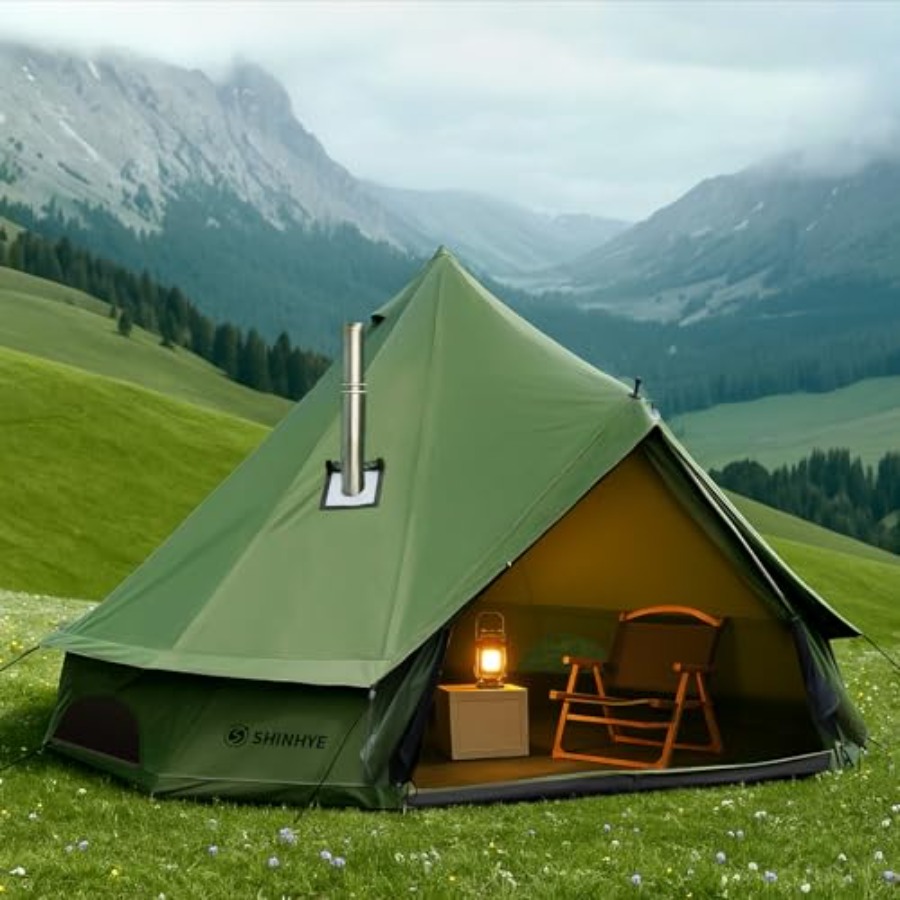 Outdoor Camping And Glamping - Canvas Bell Yurt Tent with Stove