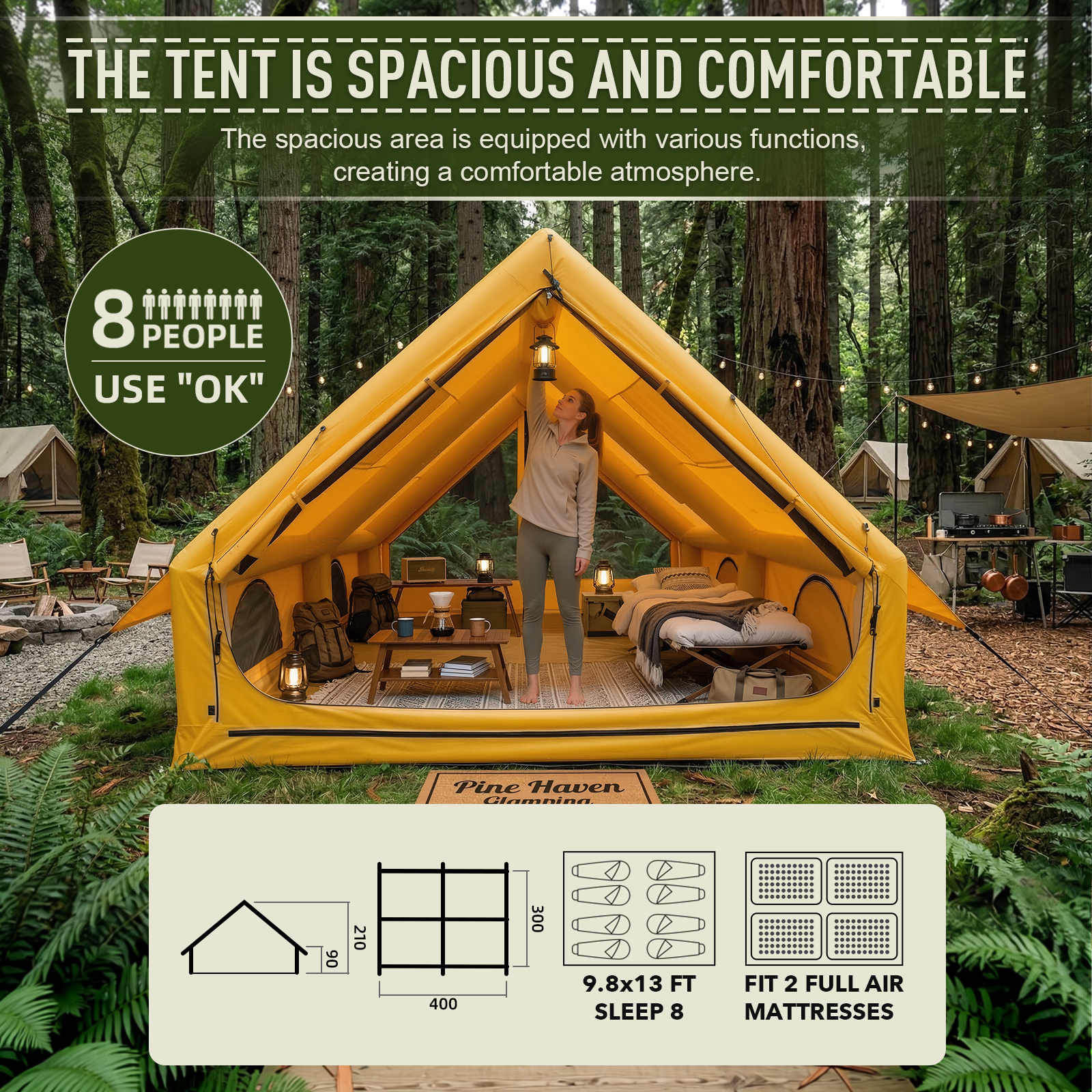 Outdoor Camping And Glamping - Easy Setup 129 Sq Ft Inflatable