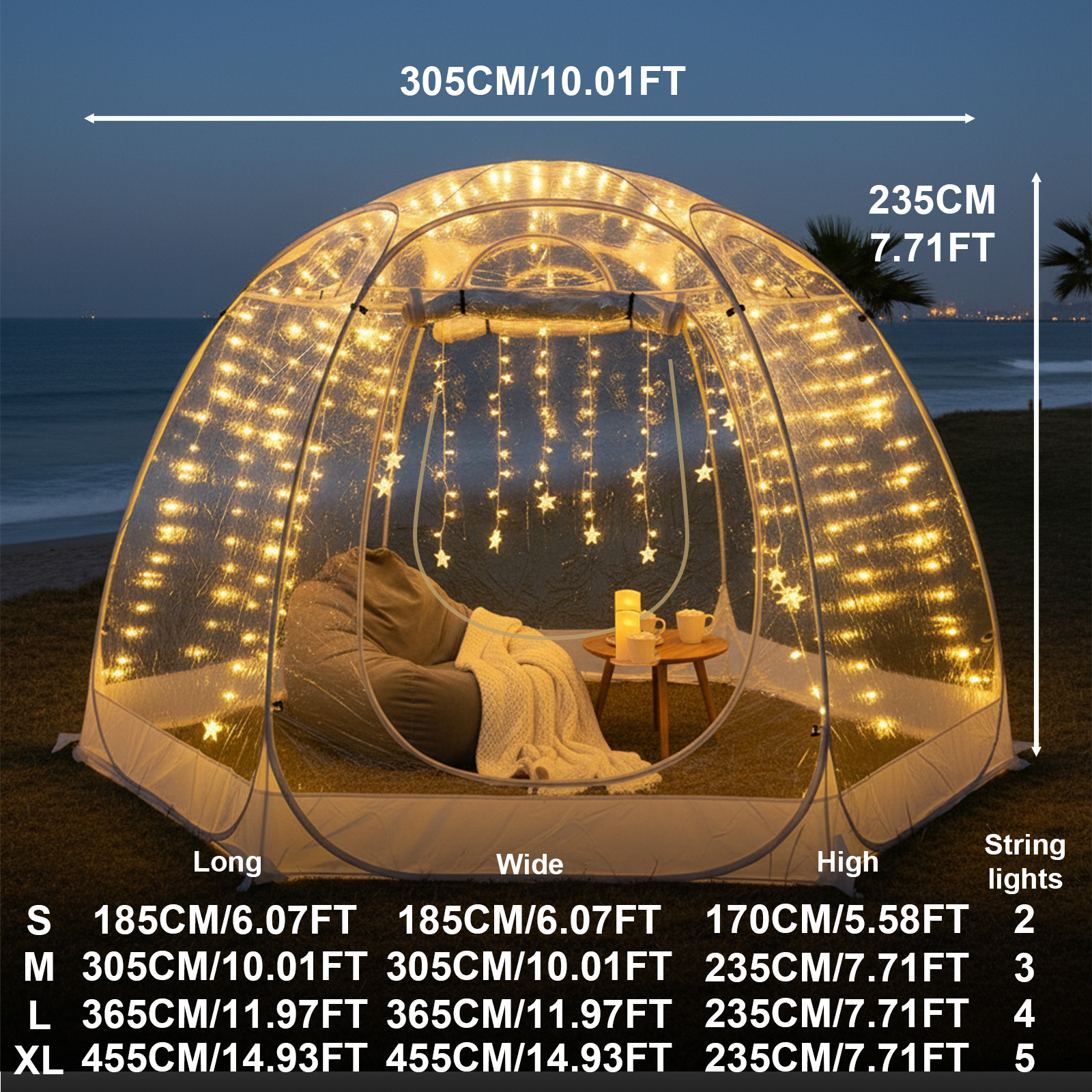 Outdoor Camping Lights String - Quick-Set Bubble Tent Camping Pod Windproof