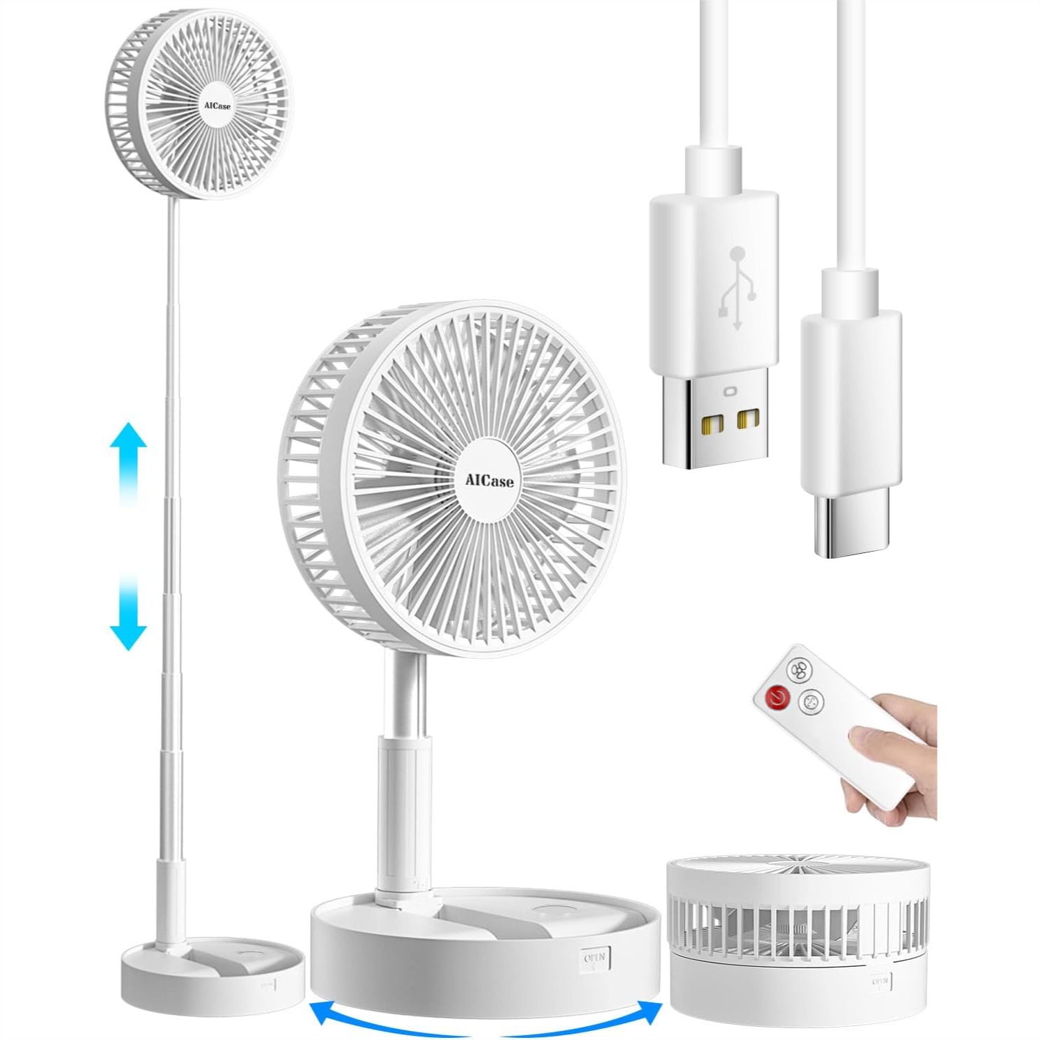 Outdoor Camping Fans - Folding Portable Stand Fan with 7200mAh