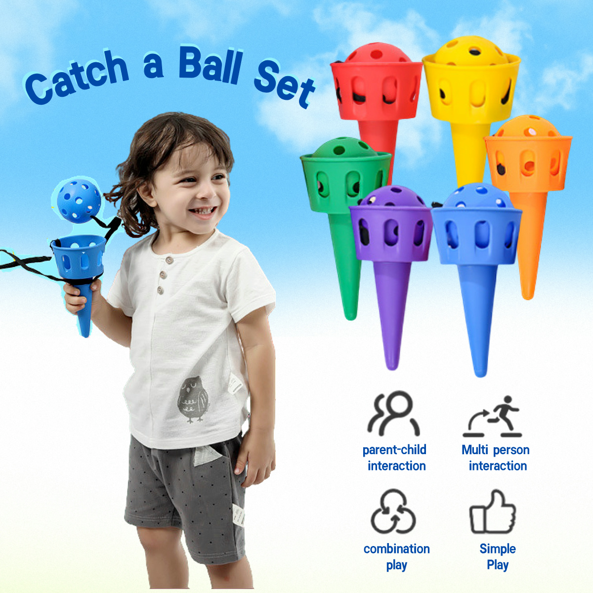 Outdoor Camping Activities For Adults - 6pcs Catch a Ball Set,Champion Sports