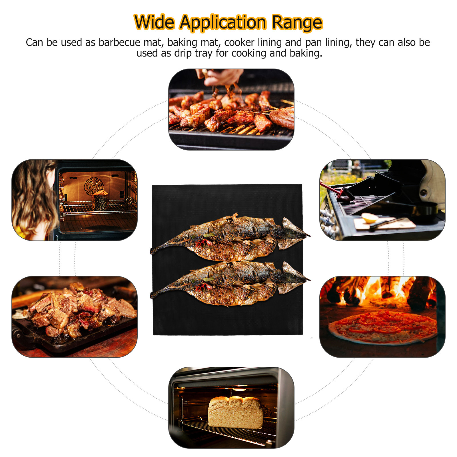 Outdoor Gas Stove - 3Pcs Bbq Grill Mat Non-Stick Reusable