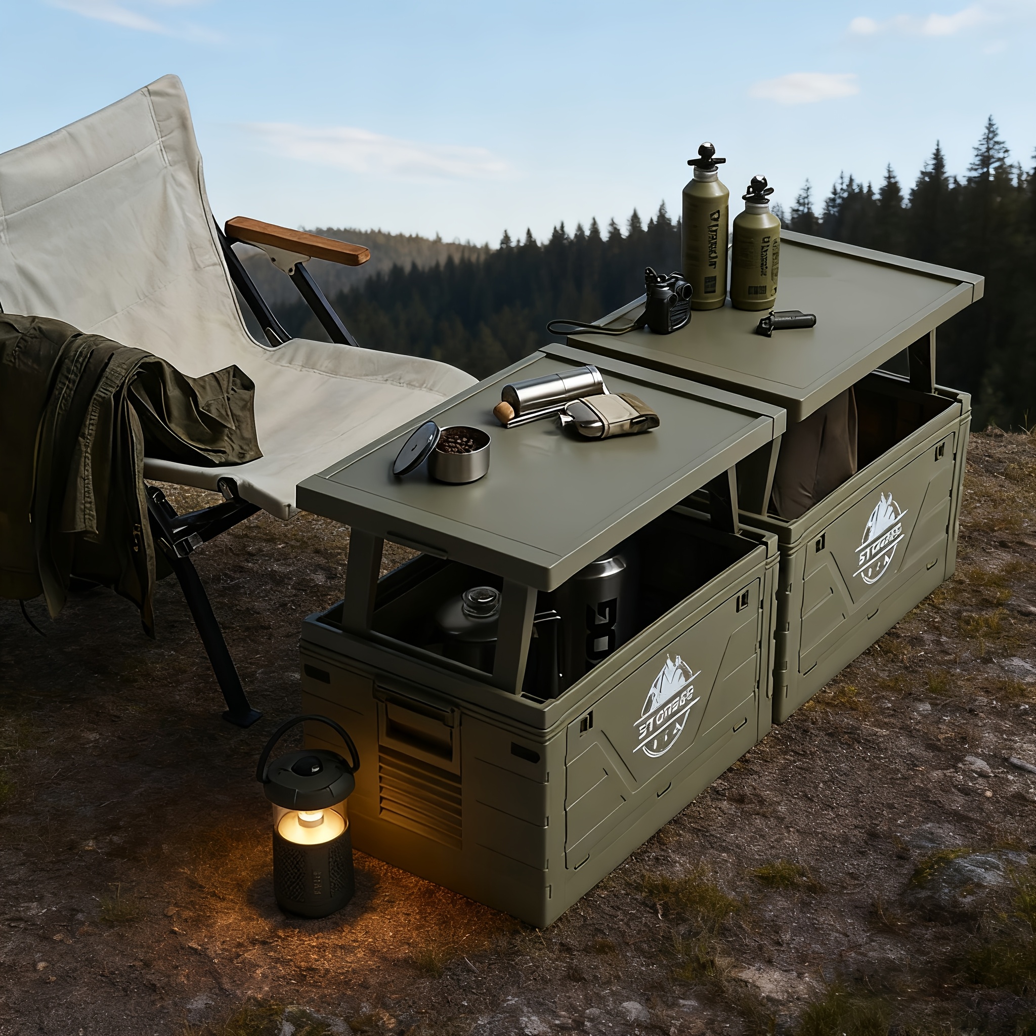 Camping Storage Box with Foldi - Outdoor Camping Table With Storage 리뷰 및 가격