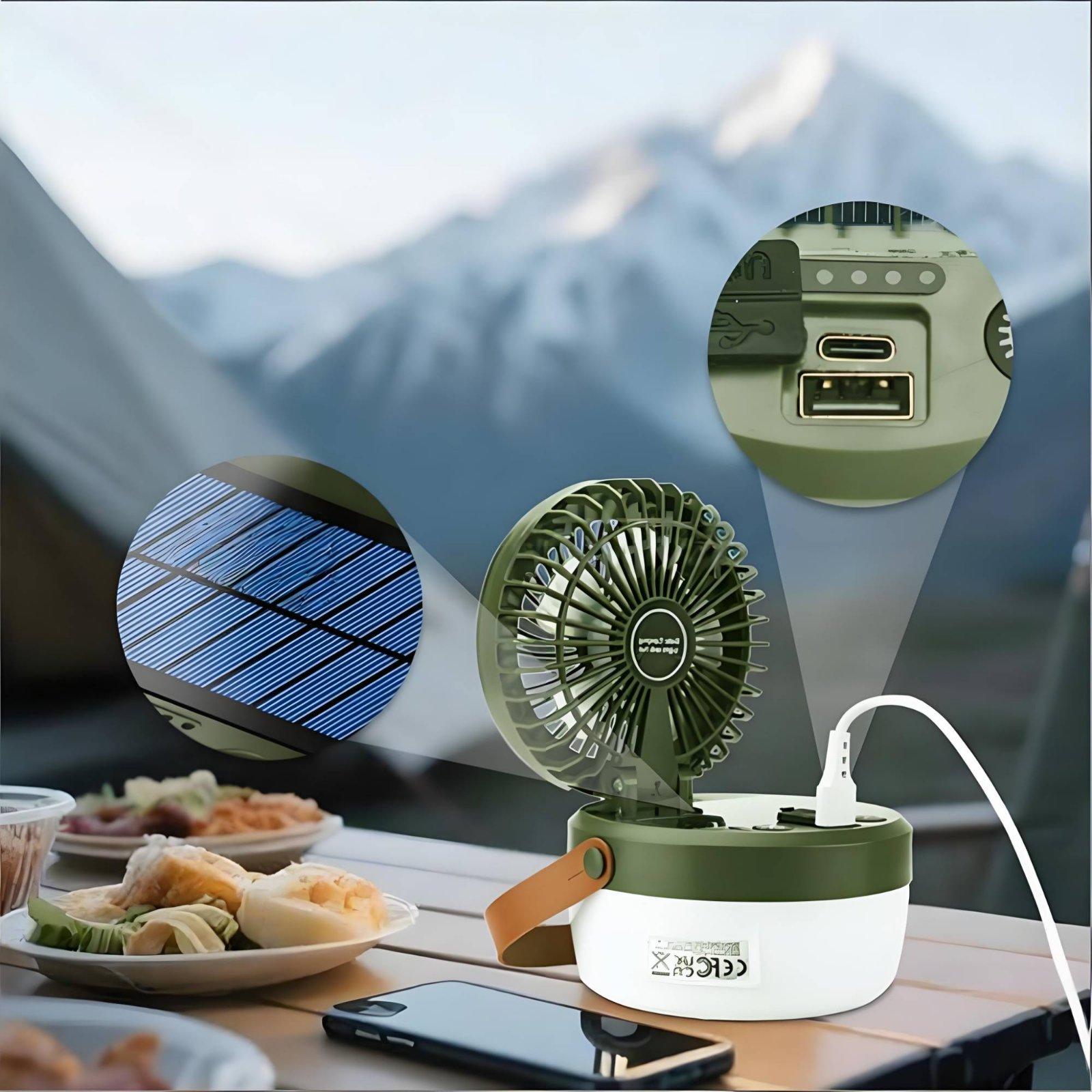 Solar Camping Fan Lantern Fold - Outdoor Camping Fans 리뷰 및 가격