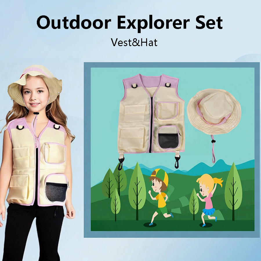 Children Explorer Vest Hat Sui - Outdoor Camping Kids Activities 리뷰 및 가격