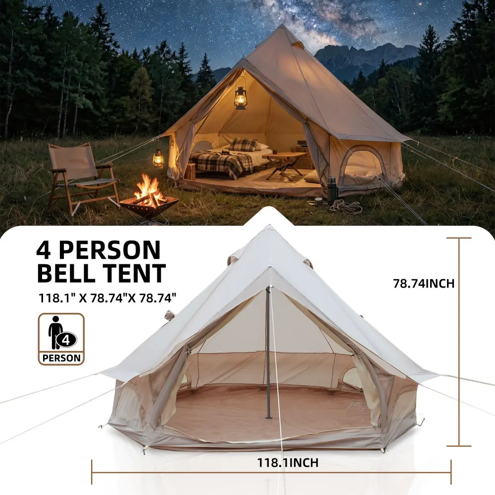 4 Season Bell Tent 9.8 FT, Bei - Outdoor Camping And Glamping 리뷰 및 가격