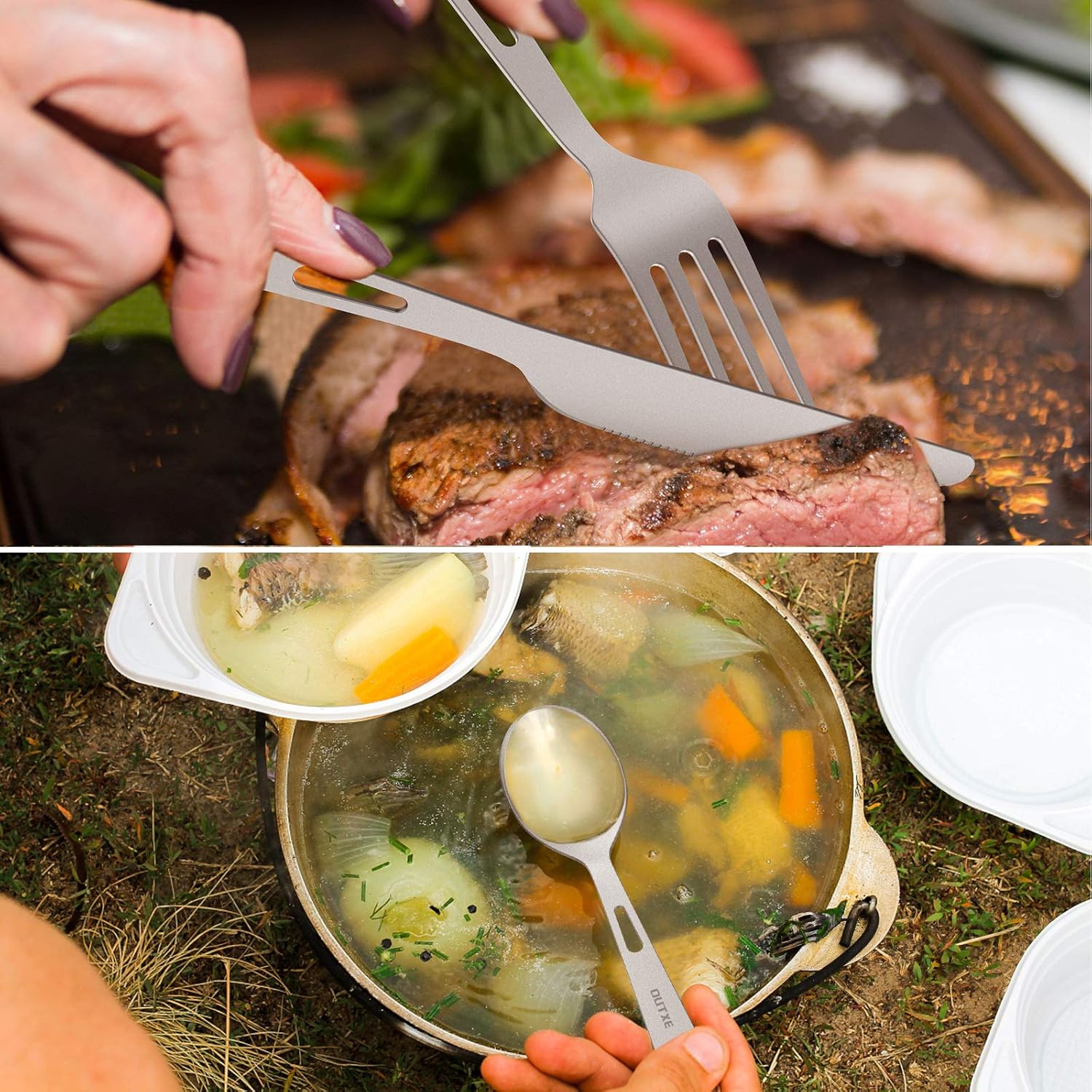 Titanium Camping Cutlery Set w - Outdoor Camping Knife 리뷰 및 가격