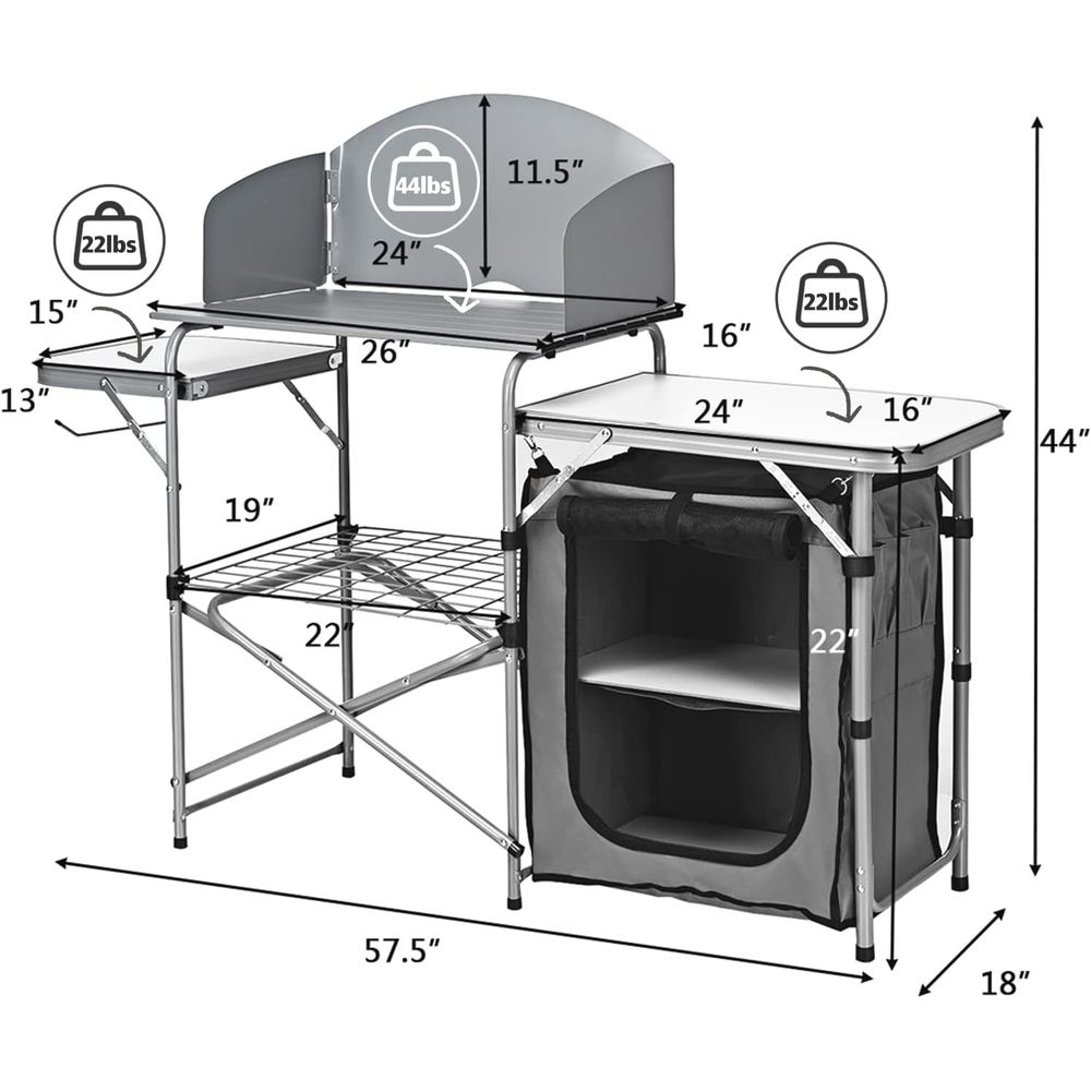 Camping Kitchen Table, Portabl - Outdoor Camping Table With Storage 리뷰 및 가격