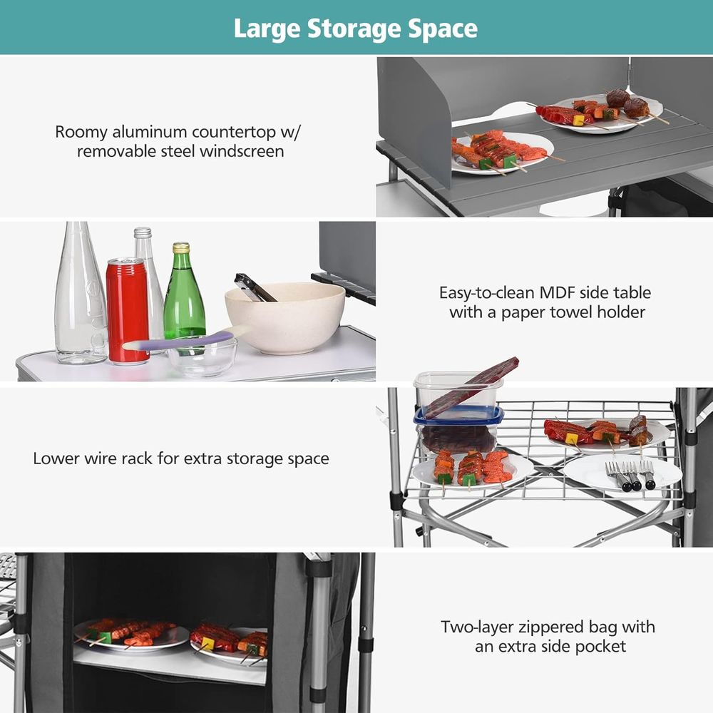 Camping Kitchen Table, Portabl - Outdoor Camping Table With Storage 리뷰 및 가격